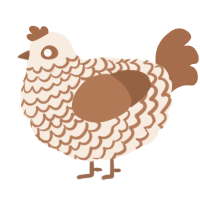 A cream and brown chicken with a lace pattern