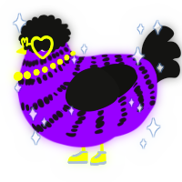 A violet and black chicken with a bar pattern