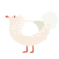A cream and white chicken with a half-lace pattern