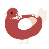A red and cream chicken with a neck-speckle pattern