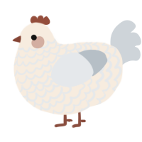 A cream and mist chicken with a lace pattern