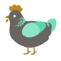 A grey and mint chicken with a neck-band pattern