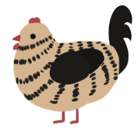 A beige and sable chicken with a bar pattern