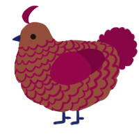 A russet and maroon chicken with a lace pattern