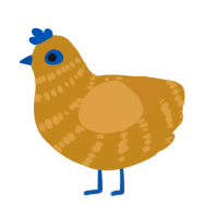A ochre and orange chicken with a bar pattern
