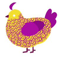 A yellow and plum chicken with a double-lace pattern