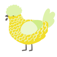 A yellow and apple chicken with a lace pattern
