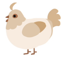 A cream and beige chicken with a head pattern