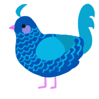 A ultramarine and cerulean chicken with a lace pattern