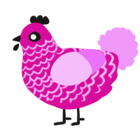 A fuchsia and lavender chicken with a lace pattern