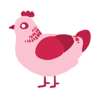 A rose and crimson chicken with a neck-band pattern