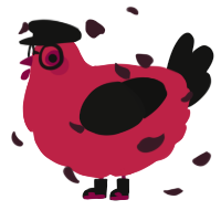 A crimson and black chicken