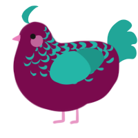 A wine and turquoise chicken with a half-lace pattern
