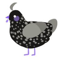 A sable and ash chicken with a speckle pattern