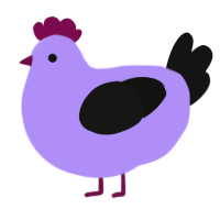 A lilac and black chicken