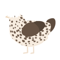 A cream and bark chicken with a speckle pattern