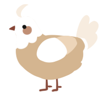A beige and cream chicken with a head pattern