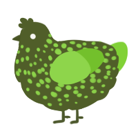 A olive and grass chicken with a speckle pattern