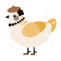 A cream and honey chicken with a neck-speckle pattern
