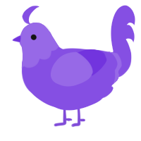 A blurple chicken with a head pattern