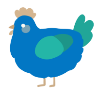 A sapphire and turquoise chicken