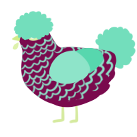 A wine and mint chicken with a lace pattern
