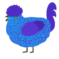A sky and indigo chicken with a double-lace pattern