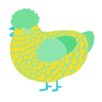 A yellow and spring chicken with a lace pattern