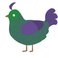 A viridian and overcast chicken with a double-lace pattern