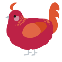 A crimson and vermilion chicken with a neck-band pattern