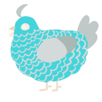 A aqua and silver chicken with a lace pattern