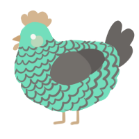A mint and grey chicken with a lace pattern