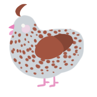 A mist and russet chicken with a speckle pattern