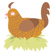 A orange and brown chicken with a lace pattern