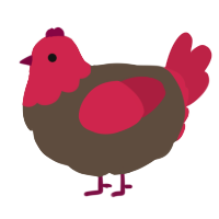A bark and crimson chicken with a head pattern