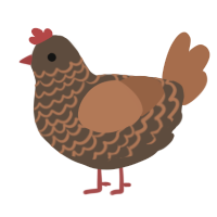 A bark and brown chicken with a lace pattern