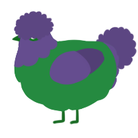 A viridian and overcast chicken with a head pattern