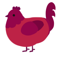 A crimson and maroon chicken with a head pattern