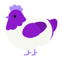 A white and violet chicken with a head pattern