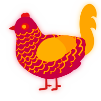 A maroon and orange chicken with a lace pattern