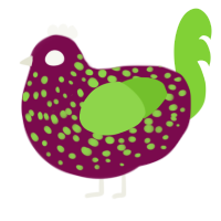 A wine and grass chicken with a speckle pattern