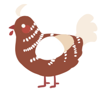 A russet and cream chicken with a half-bar pattern