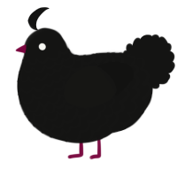 A black chicken with a lace pattern