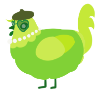 A grass and lime chicken with a head pattern