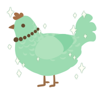 A mint chicken with a half-lace pattern