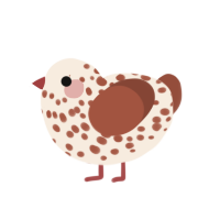 mcas, a cream and red chicken with a speckle pattern