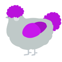 A silver and amethyst chicken