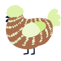 A brown and apple chicken with a bar pattern