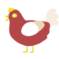 A red and cream chicken