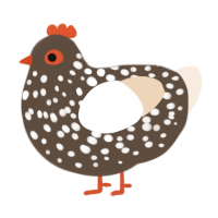 A bark and cream chicken with a speckle pattern